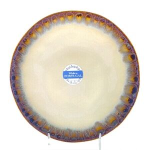 MATCERAMICA Portugal Stoneware 9.25” Salad Dessert Plate Drip Glaze Gold Tan NWT
